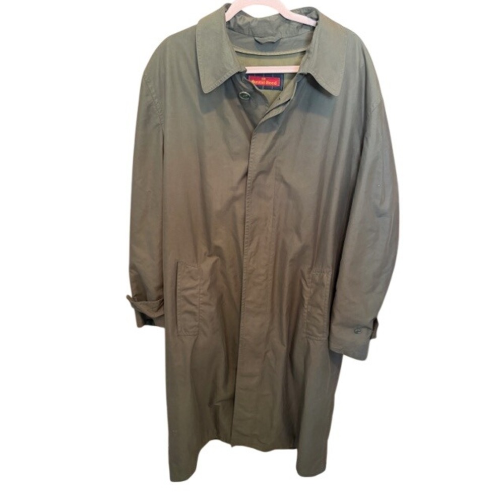 Austin‎ Reed Olive Green Classic Vintage Trench Coat Full Length Outerwear 42L